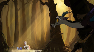 Dragon dog forest cartoon trees - movie scene free wallpaper