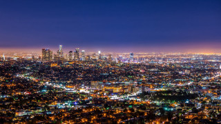 City skyline night lights buildings 17 - elbridge ayer burbank free wallpaper