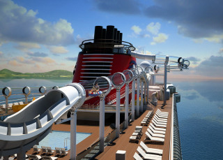 Cruise ship water slide sunset - a large cruise ship free wallpaper