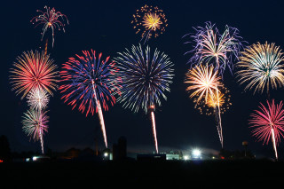 Fireworks city night kimono festival - free new year wallpaper