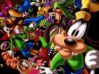 Cartoon group goofy faces friends - a group together free wallpaper