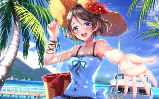 Woman dress hat palm boat - a woman in a dress and hat free wallpaper