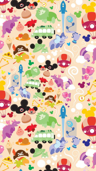 Colorful pattern different things surface - a car free wallpaper