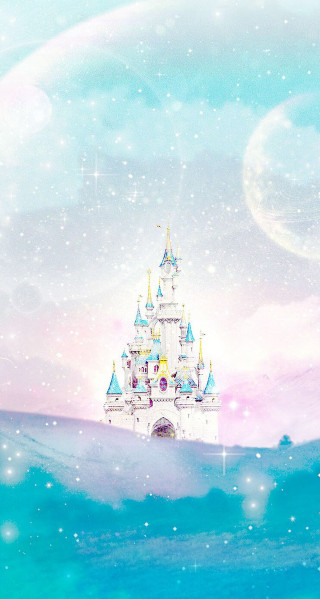 Castle ocean stars clouds pink - a blue ocean free wallpaper