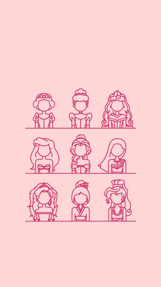 Line drawing people sitting shelf - character free wallpaper