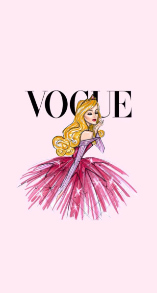 Woman pink dress voge drawing - back side free wallpaper