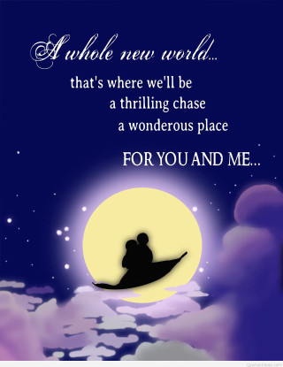 Couple kissing full moon message - storybook illustration free wallpaper