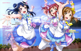 Anime girls dancing blue sky - mountain free wallpaper for desktop
