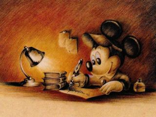 Mickey mouse drawing writing book - a lamp free wallpaper