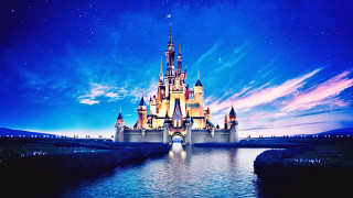 Castle lights night lake clouds - a castle free wallpaper