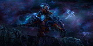 Man riding horse lightning clouds - the background and a sky full free wallpaper
