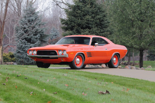 Orange muscle car parked autumn - a.d.m. cooper free wallpaper
