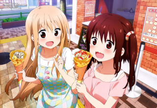 Anime girls ice cream brick - concept art free wallpaper