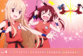 Calendar anime girls umbrellas pink - a calendar free wallpaper