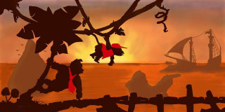 Pirate ship red flag silhouette - a red flag free wallpaper