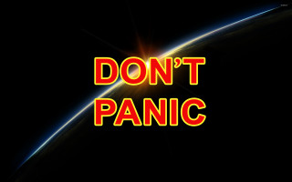 Dont panic black background red 2 - line free wallpaper