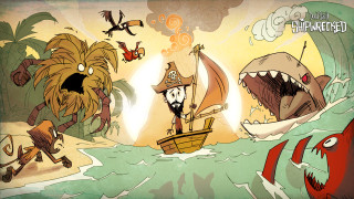 Pirate ship cartoon shark background - 2 d game art free wallpaper