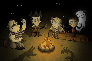 People firepit dog cat sitting - a dog and a cat free wallpaper