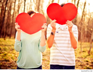 Two people red hearts woods - two person free wallpaper