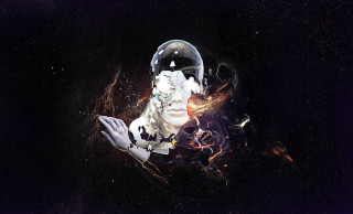 Helmet face mask starfield holography - biomechanical free wallpaper
