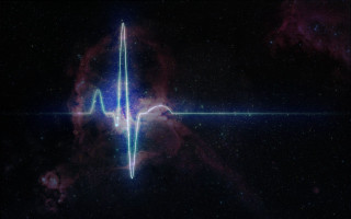 Heartbeat space stars hologram aurora - line free wallpaper