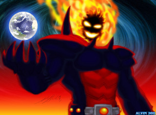 Cartoon evil fireball planet flame - benjamin marra free wallpaper