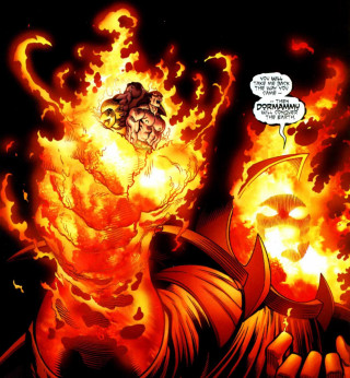 Comic character fireball skull arm - a skull free wallpaper
