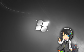 Girl headphones windows logo cat - headphone free wallpaper