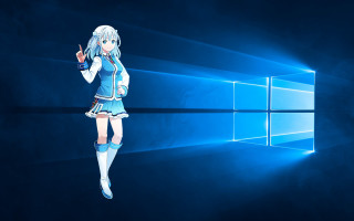Girl short skirt window blue - a blue light free wallpaper