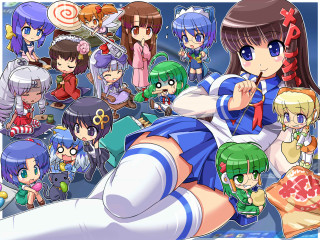 Anime girls outfits hair styles - posing free wallpaper
