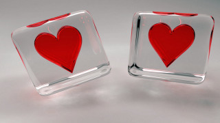 Glass blocks heart tabletop white - holography free wallpaper