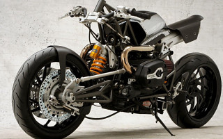 Motorcycle concrete wall black white - hard surface free wallpaper