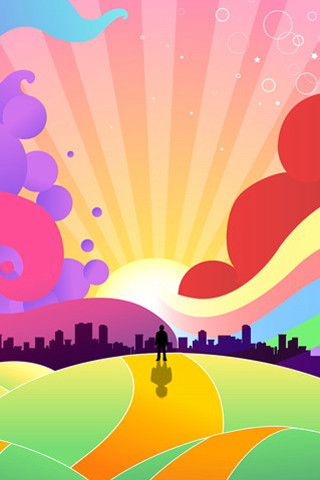 Person hill city rainbow sky - chris labrooy free wallpaper