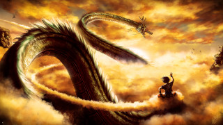 Dragon flying man horse clouds 3 - dragon art free wallpaper