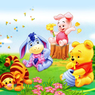Pooh friends flower field butterflies - the grass free wallpaper