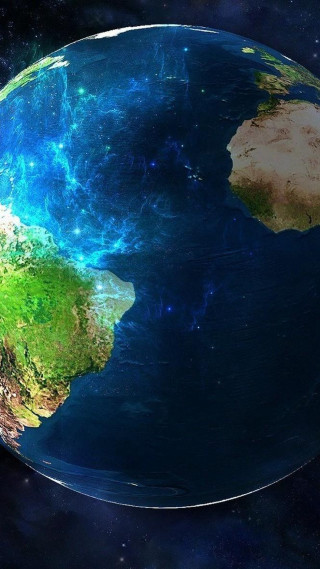 Earth space bright blue star - matte painting free wallpaper
