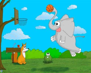 Cartoon elephant basketball animals park - basketball free wallpaper
