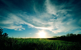 Field sky clouds sunset distance 2 - the background and a sun free wallpaper