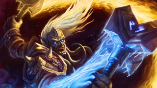 Man holding large blue object 2 - hearthstone free wallpaper