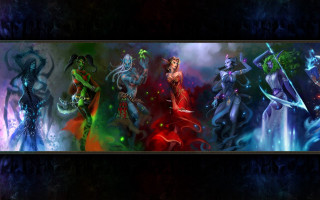 Women costumes swords group holding - sword free wallpaper