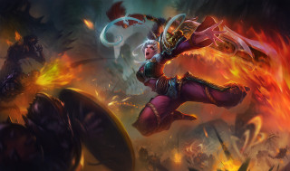 Woman fire suit flying sword - dai jin free wallpaper