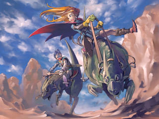 Woman riding green dragon man - hint of yayoi kasuma free wallpaper