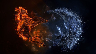 Fire water man woman scene - vfx free wallpaper for desktop