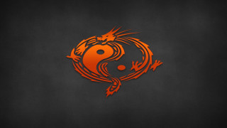 Yin yang black background orange - du jin free wallpaper