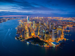 City night lights boat water - the water below free wallpaper