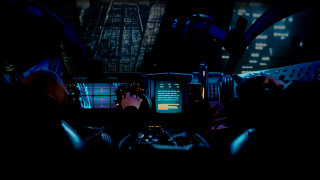 Person sitting car cellphone city - blade runner free wallpaper
