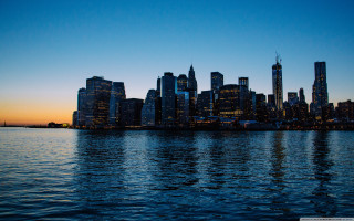 City skyline sunset water boat 2 - ashcan school free wallpaper