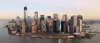 City tall buildings water bridge - ashcan school free wallpaper