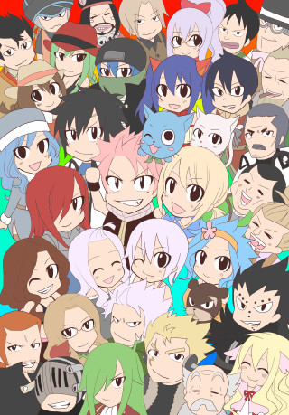 Anime characters expressions group different 12 - flat color free wallpaper