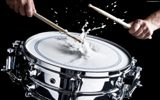 Person playing drum splashing white - a drum free wallpaper